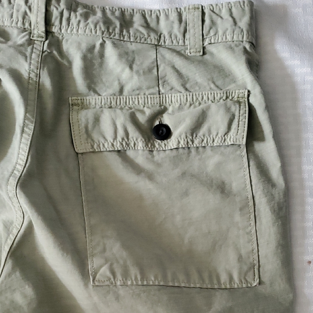 Everlane Green  Cropped Organic And Linen Blend  Pants with Relaxed Fit Sz 33 - Picture 9 of 12